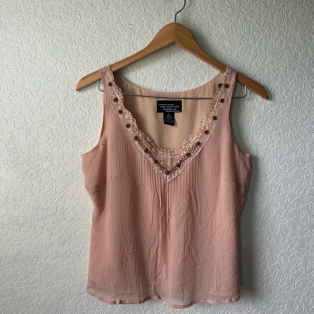 Women's 100% Silk Pink Embellished Top
